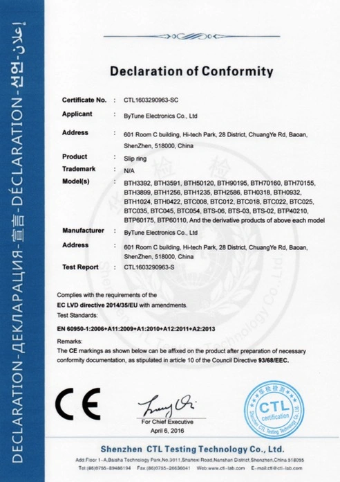 Flexible Solution for Customized Slip Rings with CE FCC RoHS ISO Certification