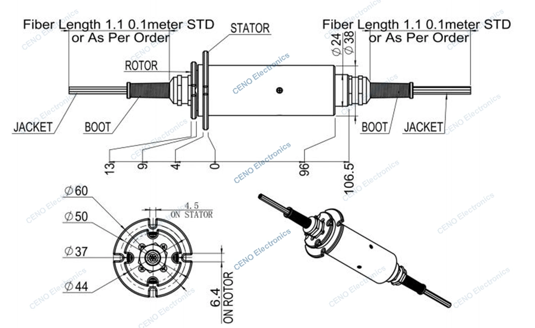 Fiber optic rotary joint with GJB150 ( 2-31 channels optional )