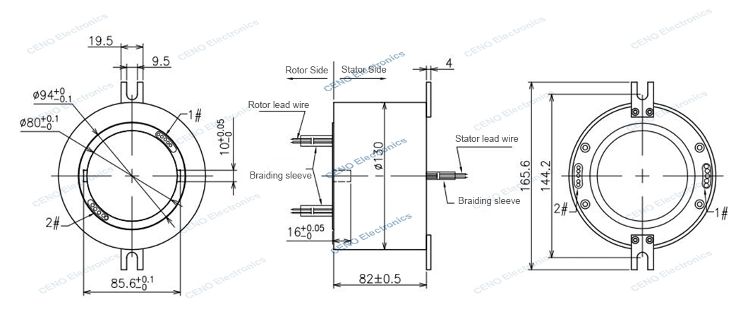 Function low temperature slip ring with hollow shaft conductor rotary joint