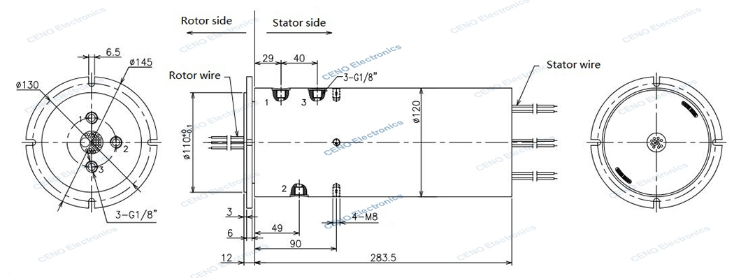 integrated slip ring combined Ethernet signal with pneumatic