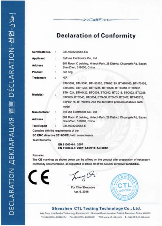 Flexible Solution for Customized Slip Rings with CE FCC RoHS ISO Certification